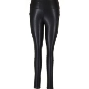 ATHLETA Black High-Waisted Leggings With Faux Leather Front Size Small